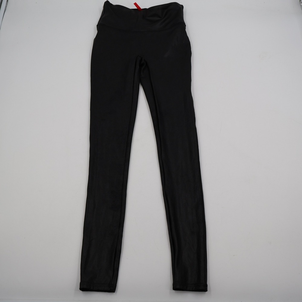 Spanx Faux Leather Leggings Women Small Black High Waisted Shaping Edgy Chic